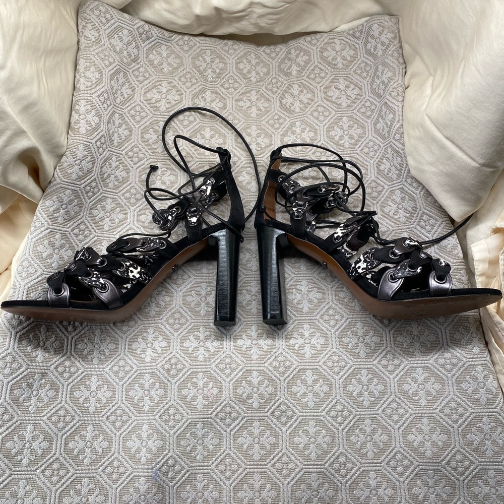 Coach Black Lace Up Heel Sandal size 6.5 - Picture 3 of 7